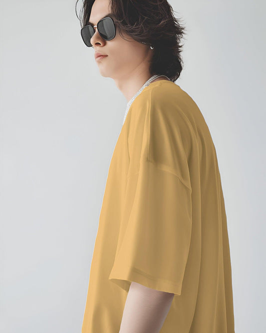 Classic Beige Solid Oversized T-Shirt - The Nova India