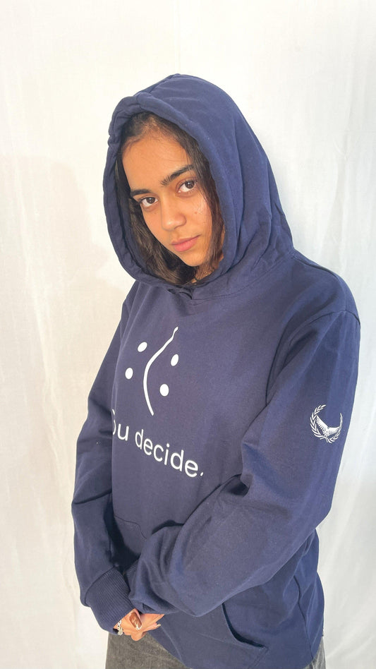 Bold Blue Printed Hoodie – Stand Out, Stay Cozy - The Nova India