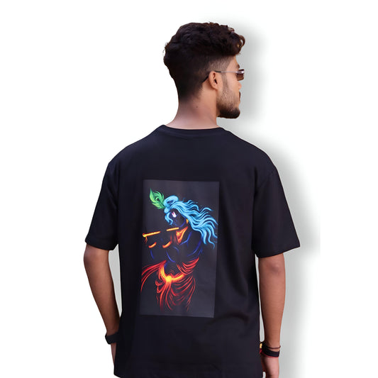 Lord Krishna and Radha: The Ultimate Style Statement on an Oversized T-Shirt! - Nova India