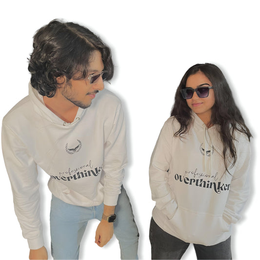 Professional Overthinker White Unisex Hodiee - The Nova India